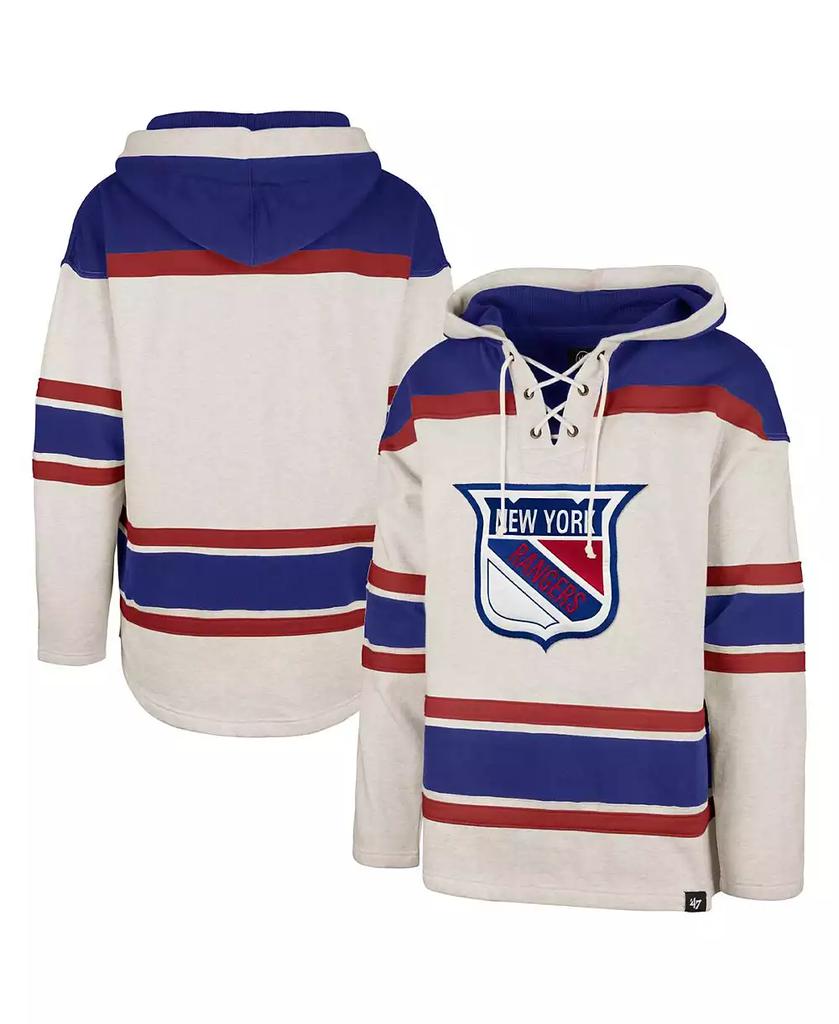 47 Brand Men's Oatmeal New York Rangers Rockaway Lace-Up Pullover Hoodie