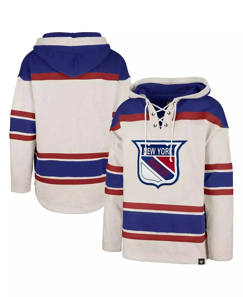 47 Brand Men's Oatmeal New York Rangers Rockaway Lace-Up Pullover Hoodie 1