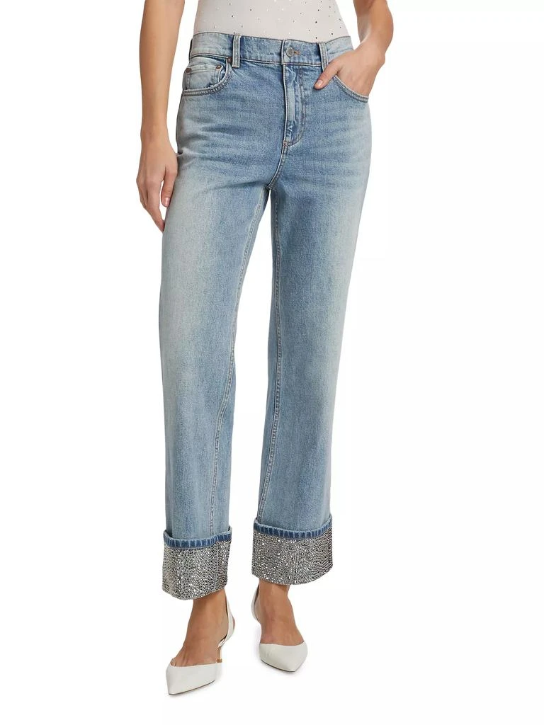 Alice + Olivia Weezy High-Rise Straight-Leg Embellished Jeans 3