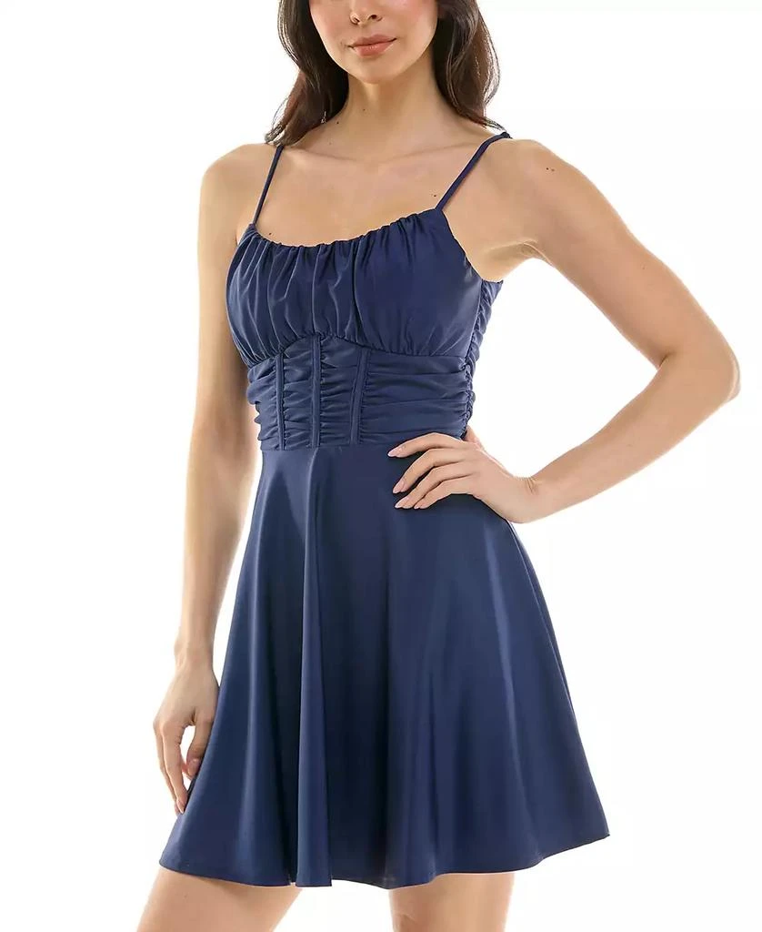 Emerald Sundae Juniors' Ruched Sleeveless Fit & Flare Dress 2