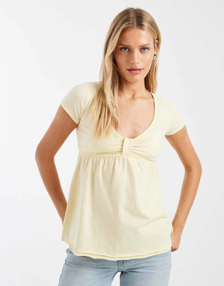 HOLLISTER Hollister short sleeve babydoll top in yellow