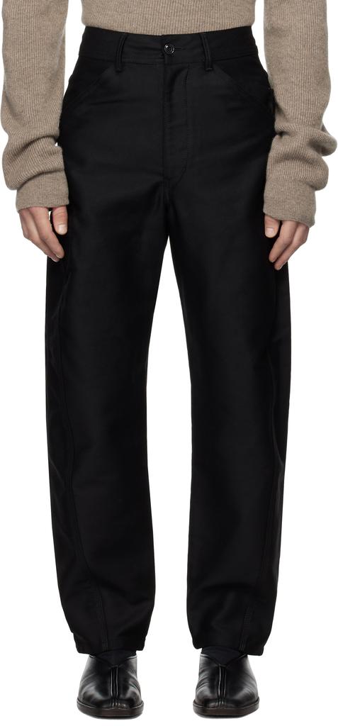 LEMAIRE Black Twisted Workwear Trousers IT-46-WAIST-US-30 LEMAIRE Black Twisted Workwear Trousers IT-46-WAIST-US-30