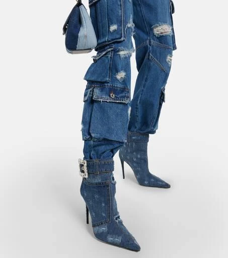 Dolce & Gabbana Embellished denim ankle boots 7