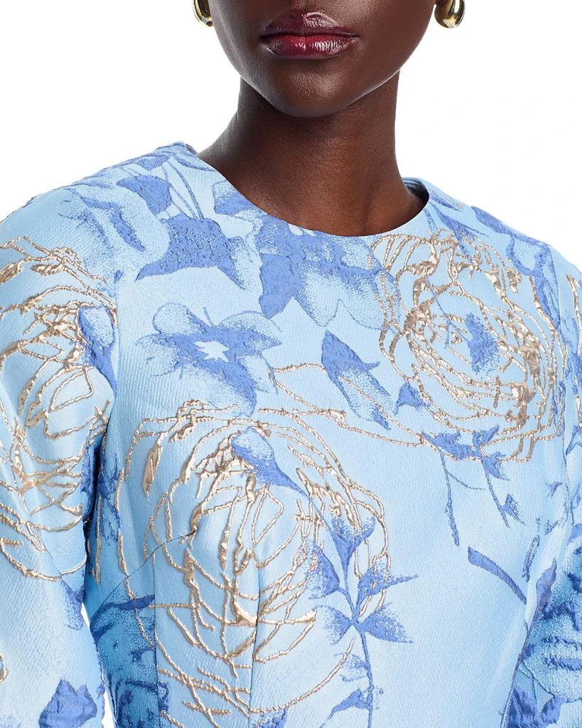 Teri Jon Metallic Floral Jacquard Dress 2