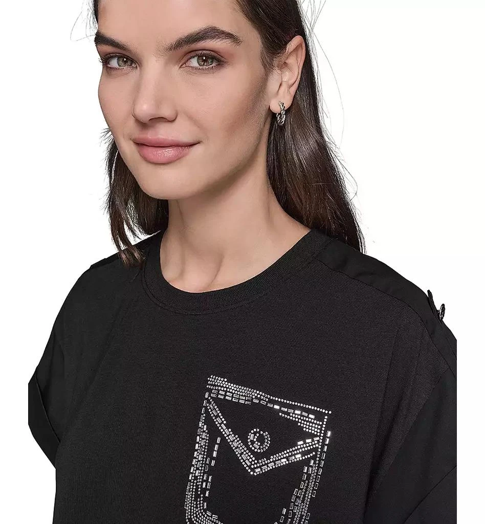 Karl Lagerfeld Paris Women's Embellished-Pocket Tee 3