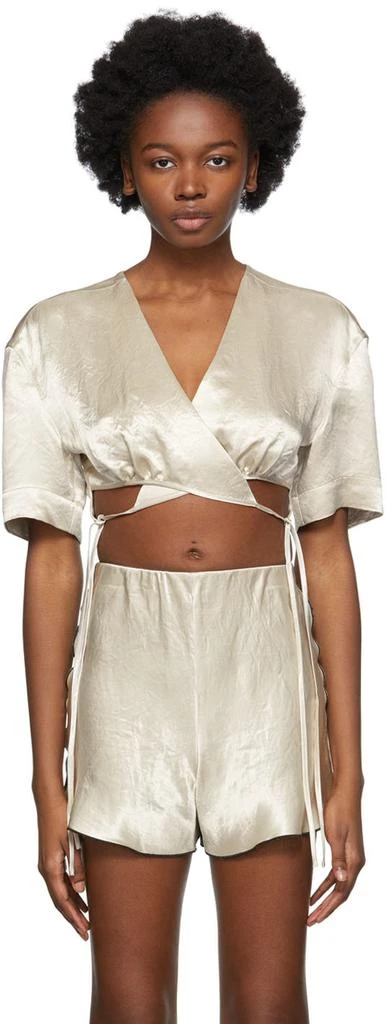 Yuzefi SSENSE Exclusive Beige Wrap Top T-Shirt 1