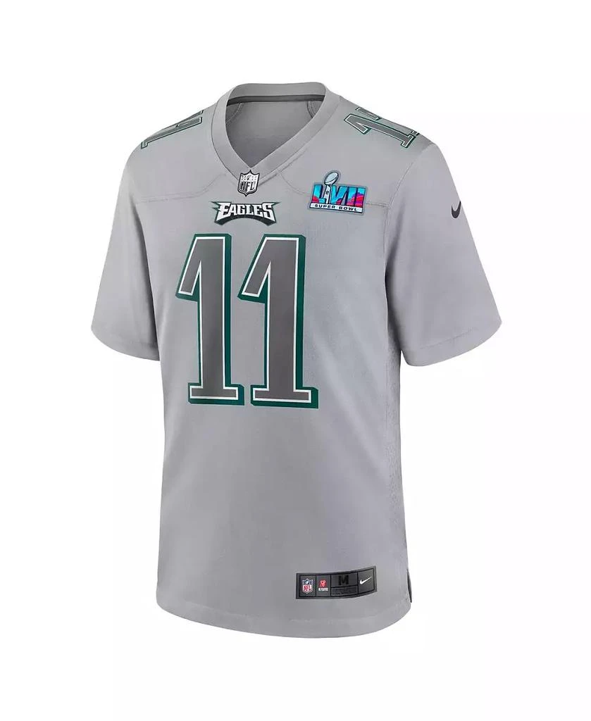 NIKE Men's A.J. Brown Gray Philadelphia Eagles Super Bowl LVII Patch Atmosphere Fashion Game Jersey 3
