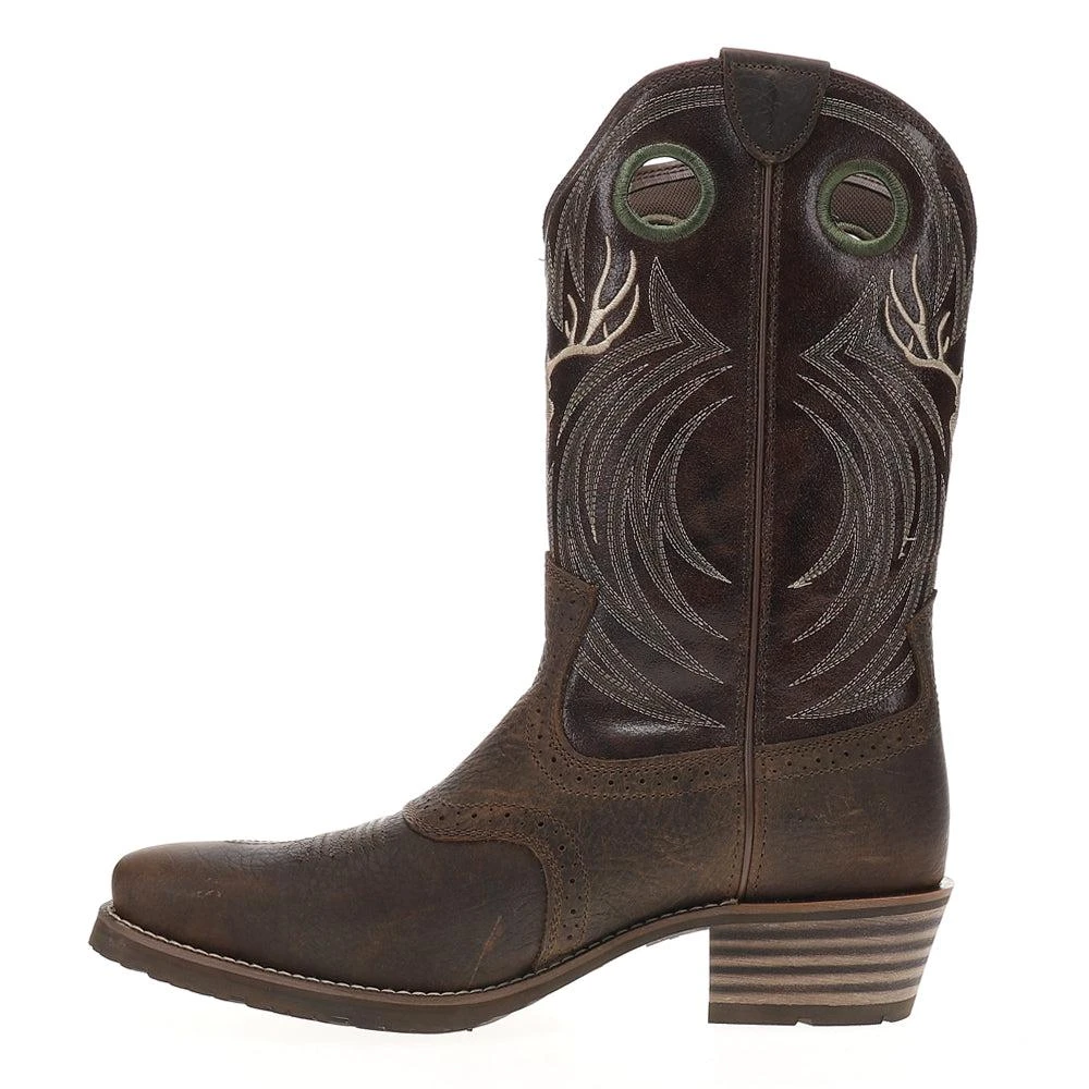 Ariat Hybrid Roughstock Antler Embroidered Snip Toe Pull On Cowboy Boots 3