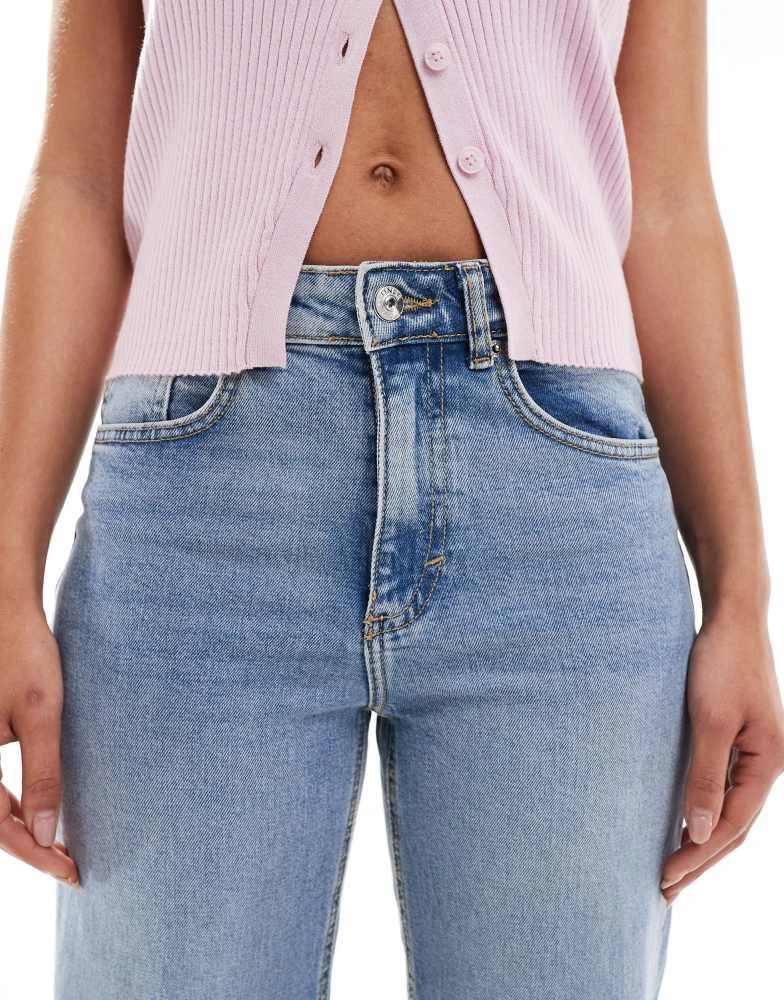 ONLY ONLY Juicy high waisted wide leg jeans in mid blue 5