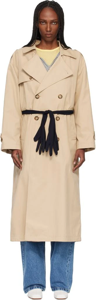 MM6 Beige Gloves Cotton Trench Coat