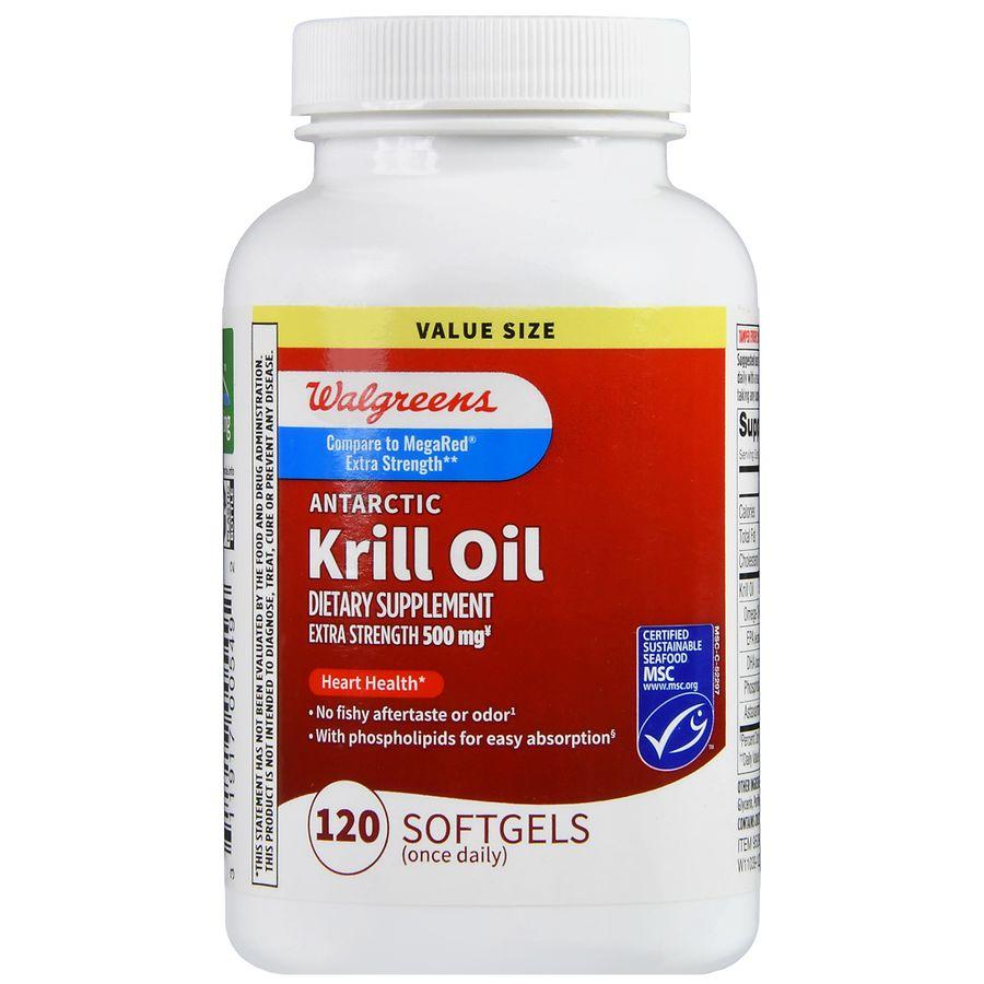 Walgreens Extra Strength Antarctic Krill Oil 500 mg Softgels (120 days)