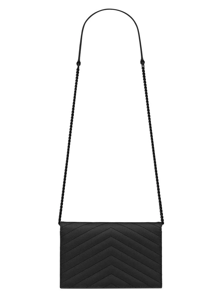 Yves Saint Laurent Cassandre Envelope Chain Wallet in Grain De Poudre Leather 4