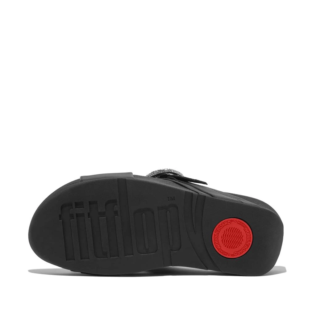 FitFlop Lulu Crystal-Buckle Leather Cross Slides 3