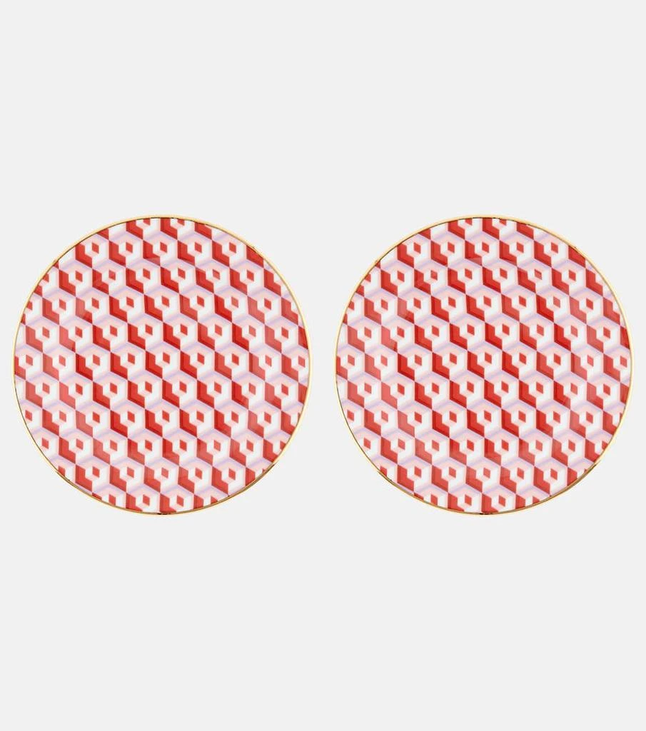LA DOUBLE J Cubi Rosso set of 2 dessert plates 1