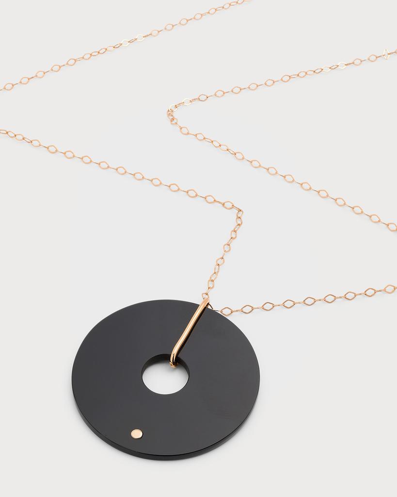 Ginette NY Jumbo Donut Onyx On Chain Necklace