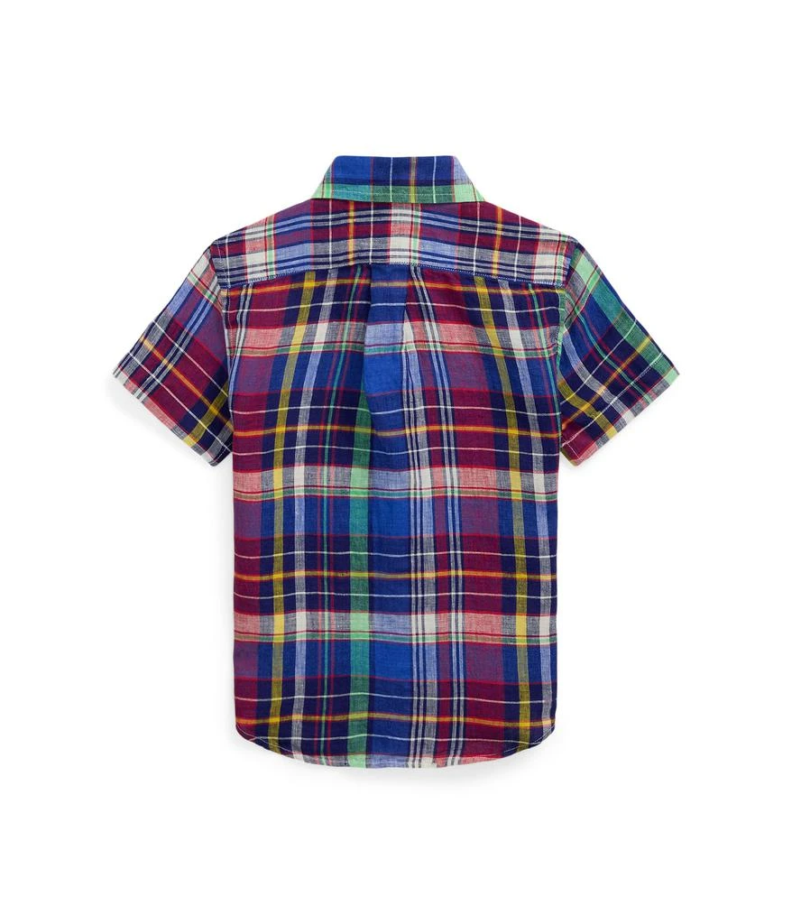 Ralph Lauren Plaid Linen Short Sleeve Shirt (Toddler/Little Kid) 2