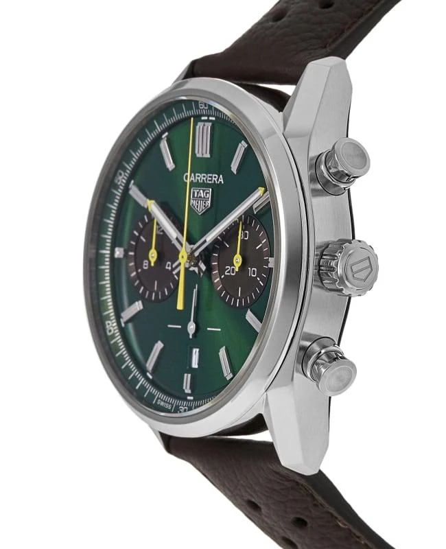 TAG Heuer Tag Heuer Carrera Chronograph Limited Edition Automatic Green Dial Brown Leather Strap Men&apos;s Watch CBN201K.FC6569 3