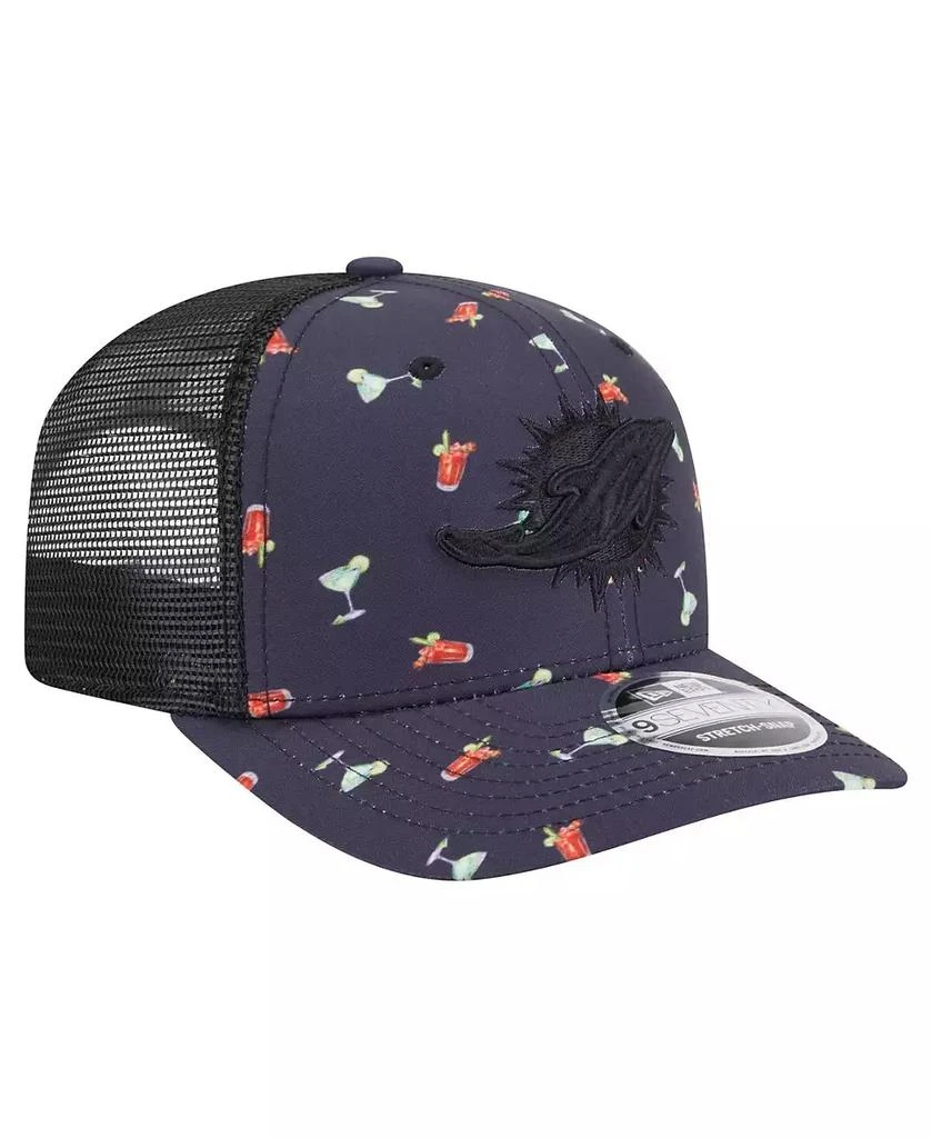 New Era Men's Navy/Black Miami Dolphins Adventure Drinks Pattern 9SEVENTY Stretch Snap Hat 2