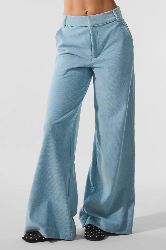Alo Micro Corduroy Mid-Rise Dreamer Wide Leg Trouser - Celestial Blue 1