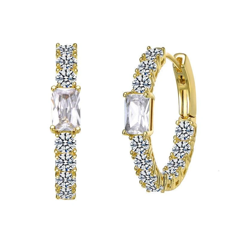Rachel Glauber 14k Gold Plated with Colored Cubic Zirconia Inside-Out Hoop Earrings 1
