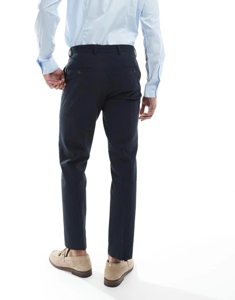 Jack & Jones Jack & Jones Premium seersucker suit trousers in navy 5
