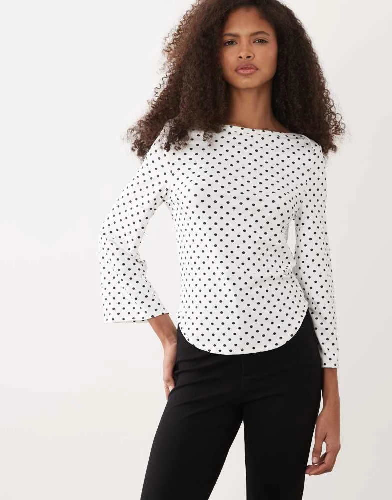 ASOS ASOS DESIGN long sleeve with boat neck top in mono spot