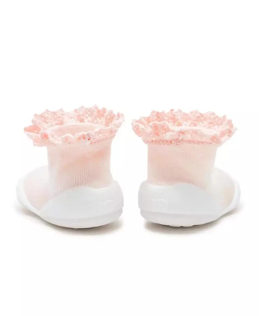 Komuello Baby Girls First Walk Sock Shoes Lace Trim Pink 2