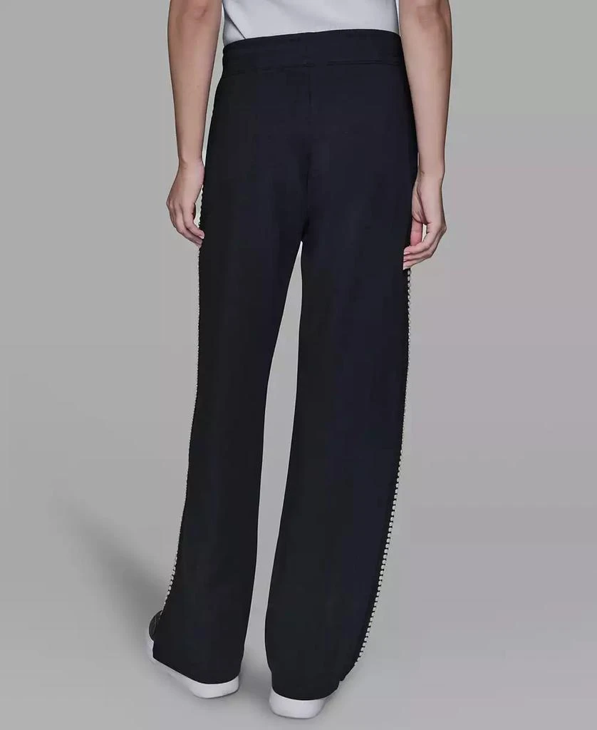 Karl Lagerfeld Paris Women's Imitation Pearl Trim Mid Rise Track Pants 6