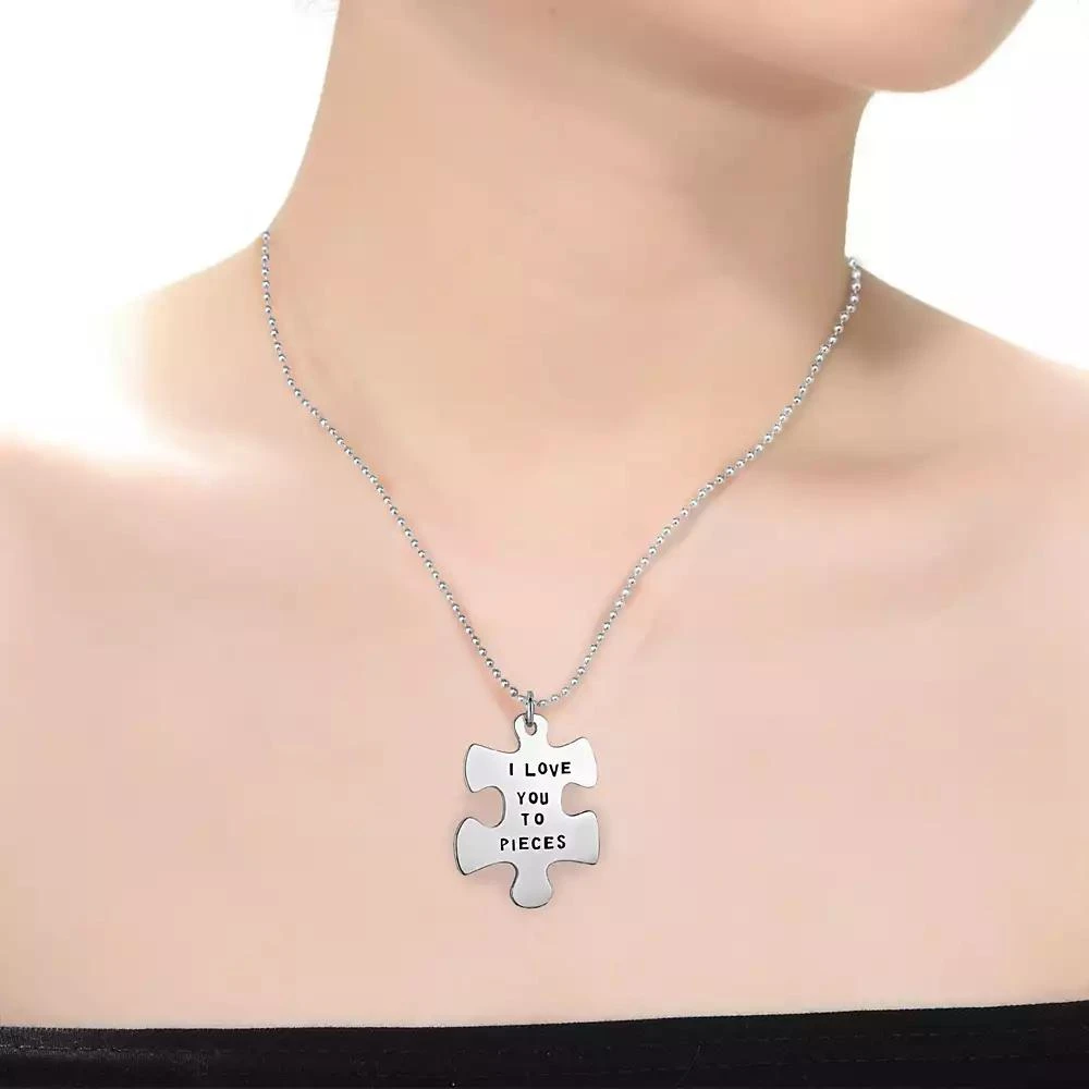 Rachel Glauber White Gold Plated Puzzle Piece Pendant Necklace 3