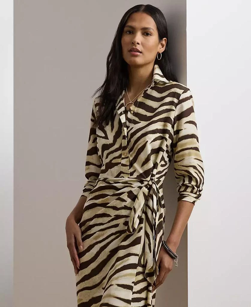 Ralph Lauren Petite Zebra-Print Tie-Front Crepe Shirtdress 2