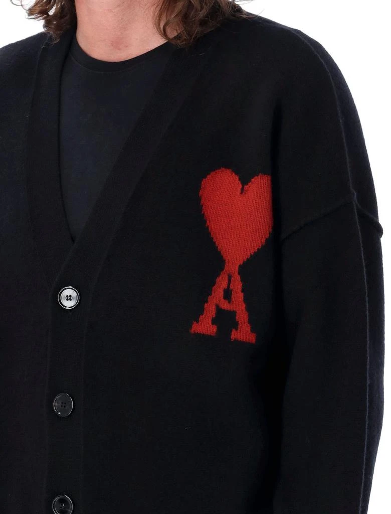 AMI AMI Paris Ami de Coeur Logo Intarsia Knitted Buttoned Cardigan 3