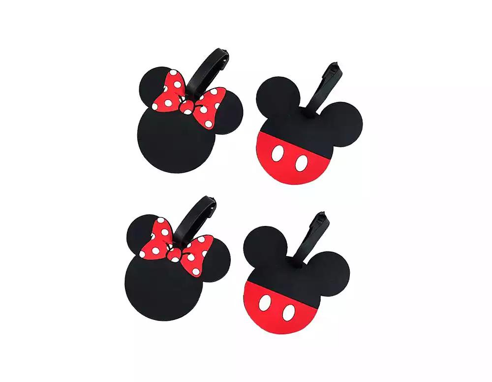 Disney Mickey Mouse and Minnie Mouse Luggage Tags Gifts Mickey and Minnie PVC Travel Tags Gifts - Set of 4