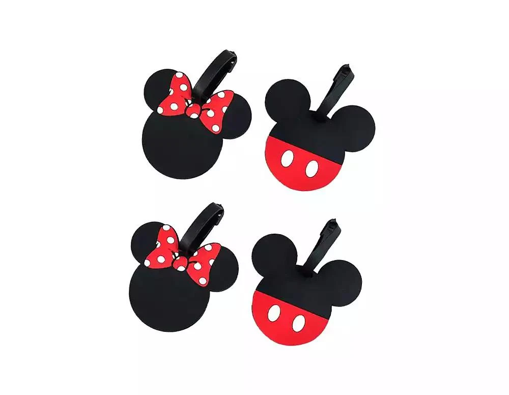 Disney Mickey Mouse and Minnie Mouse Luggage Tags Gifts Mickey and Minnie PVC Travel Tags Gifts - Set of 4 1