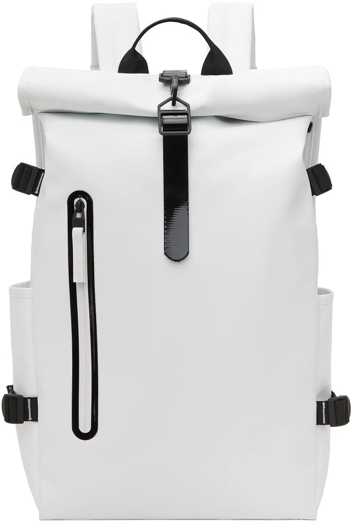 RAINS White Rolltop Contrast Large Backpack 1