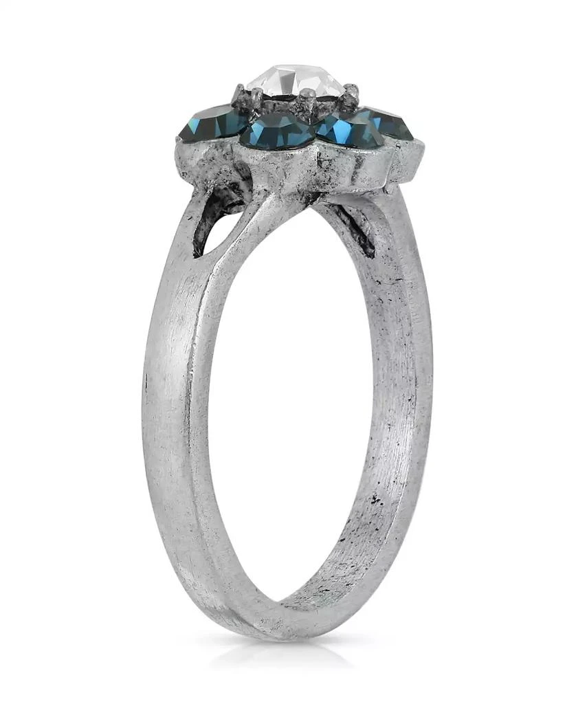 2028 Pewter Crystal Flower Ring 2