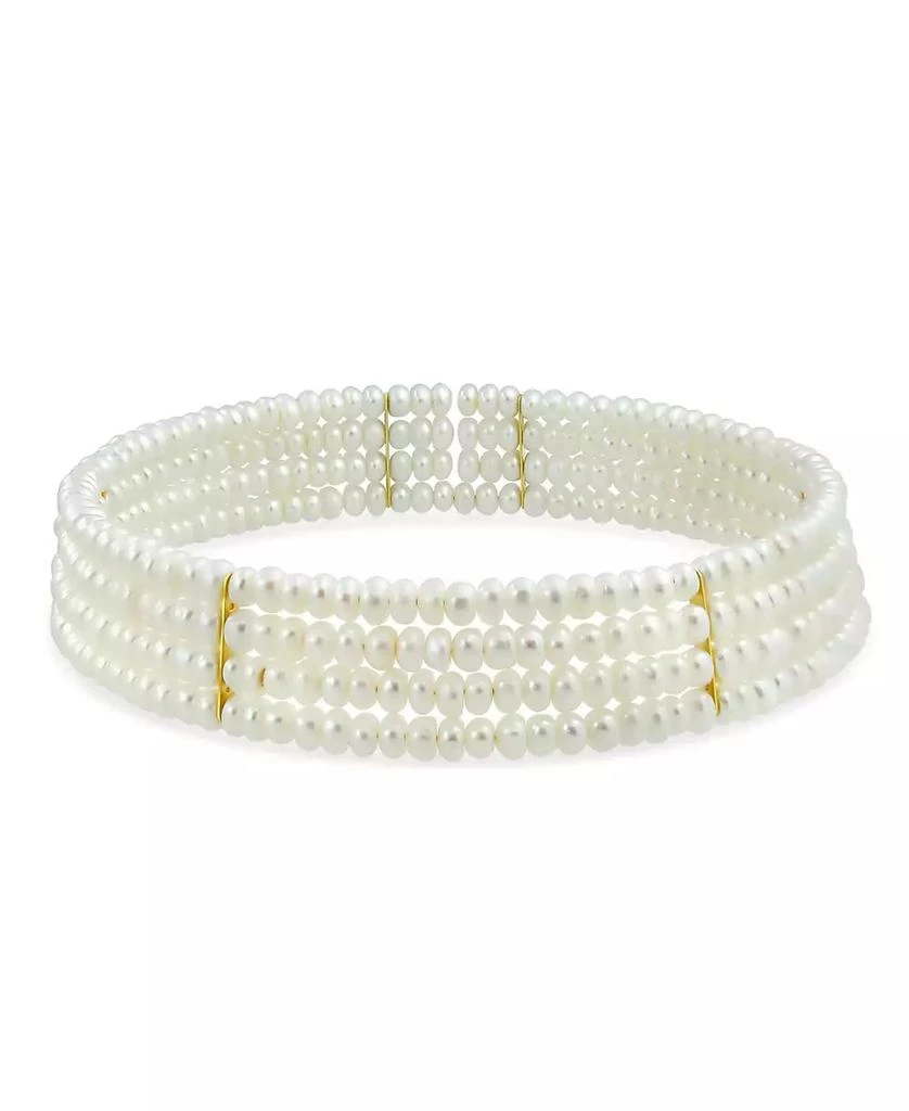 Bling Jewelry Fine Classic Necklace 4 Row Freshwater Pearl Choker Gold Silver Accent