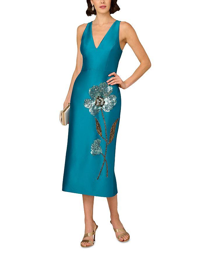 Aidan Mattox Beaded V Neck Dress