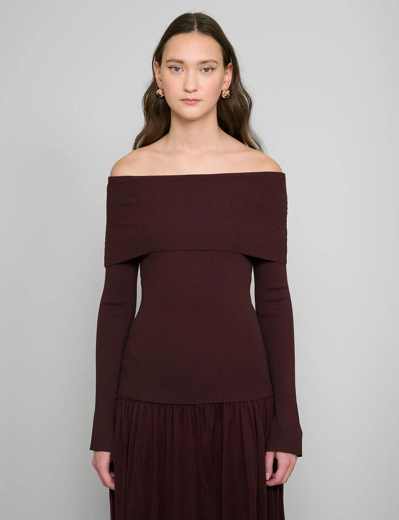 Pixie Market Chocolate Off The Shoulder Knit Top 2