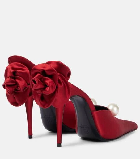 Magda Butrym Floral-appliqué faux pearl satin mules 2