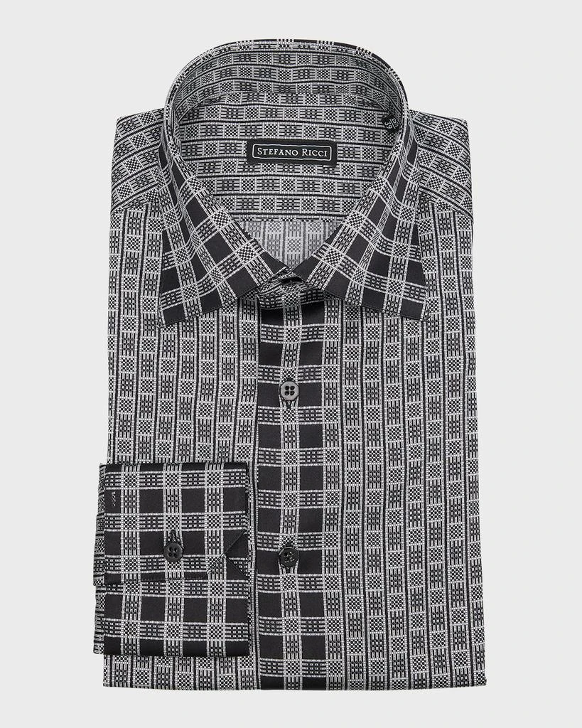 Stefano Ricci Men's Patterned Silk Dress Shirt - Black - 44 EU (17.5 US)