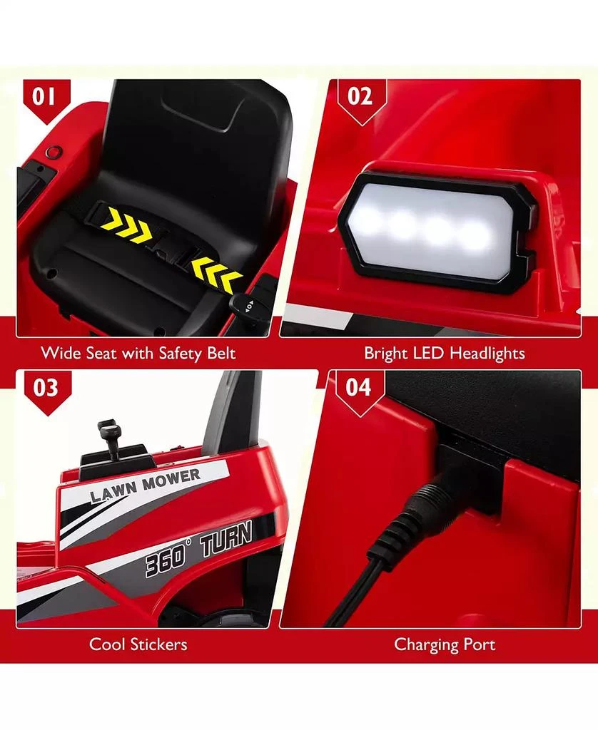 Mecale 12V Ride on Lawn Mower for Kids with Dual Control Sticks and LED Lights 7