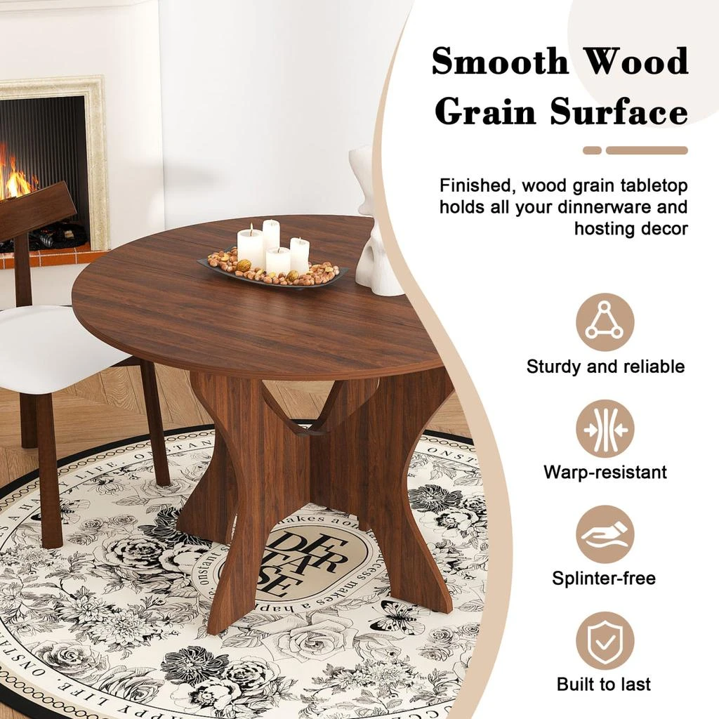 Streamdale Furniture Streamdale 43" Folding Dining Table Set w/ 2 Chairs, Walnut Veneer, Space Saving 2