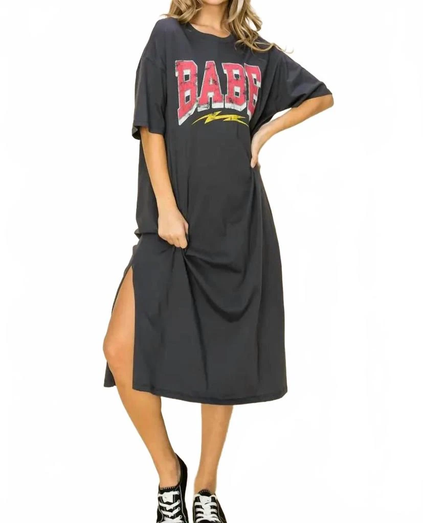 Tres Bien Babe T-Shirt Dress In Black