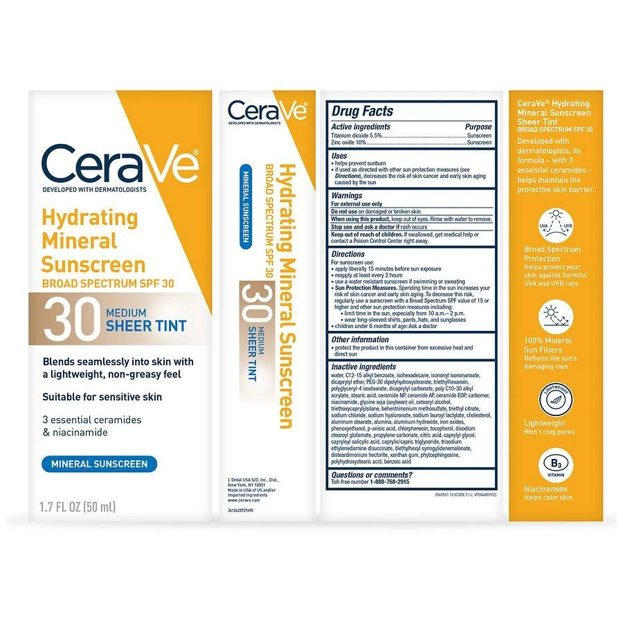 CeraVe Hydrating Mineral Sunscreen SPF 30 for Face with Sheer Tint 8