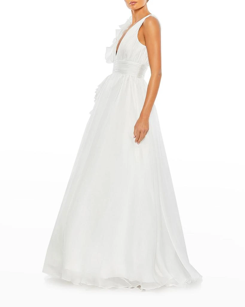 Mac Duggal Sleeveless Floral Ruffle Ruched Chiffon Ball Gown 3