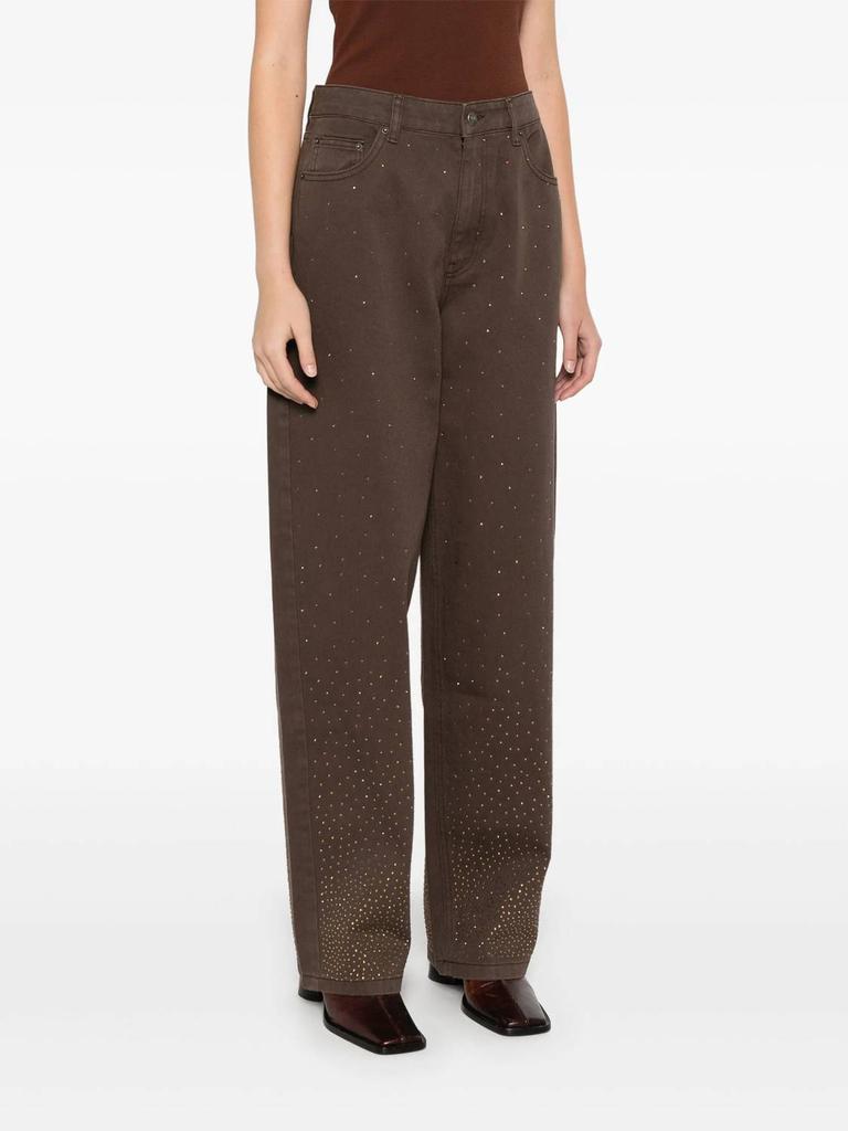 ROTATE Birger Christensen Rotate - Rhinestone Wide Leg Jeans