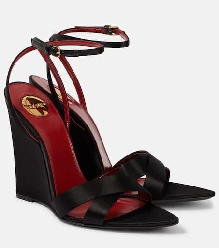 Yves Saint Laurent Bibi 110 crêpe satin wedge sandals 1