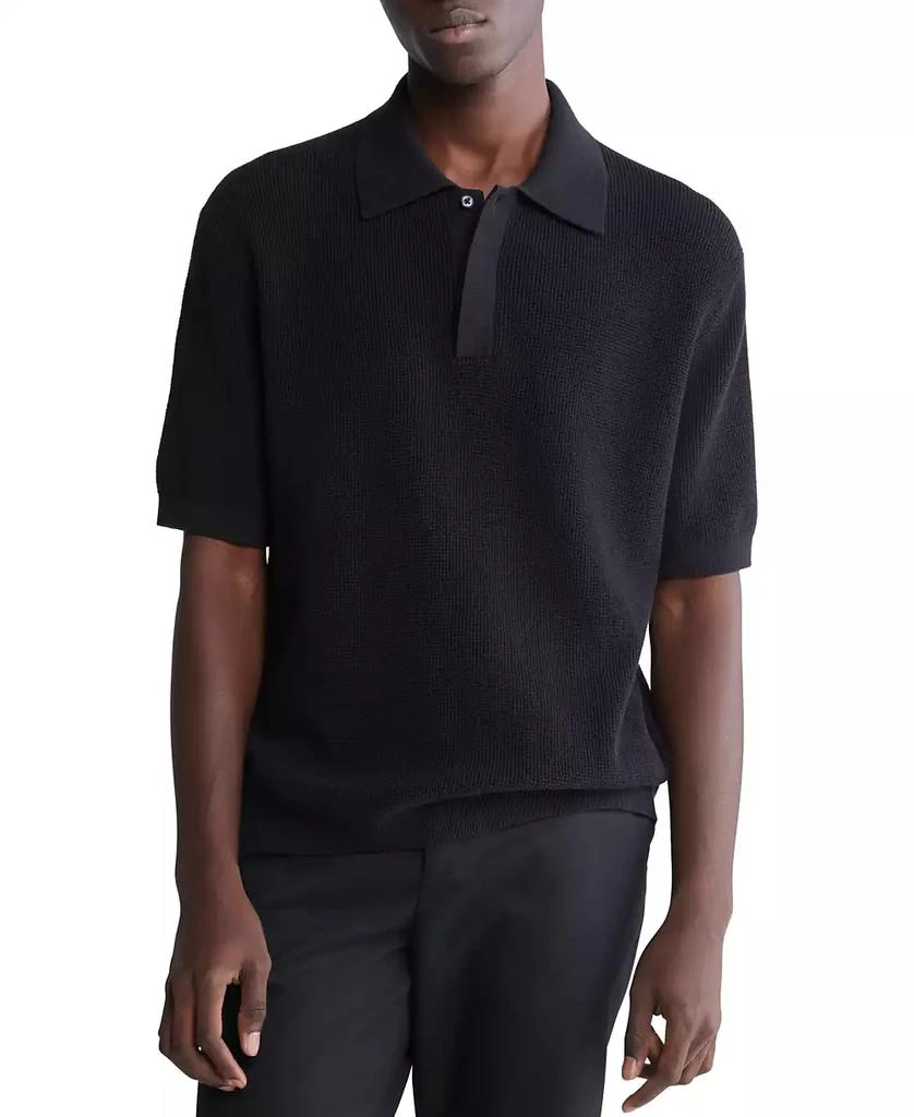 Calvin Klein Men's Waffle-Knit Polo Shirt 1