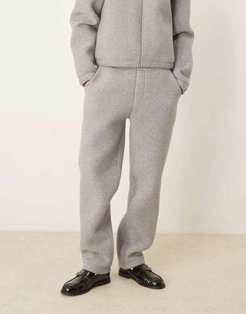 ASOS ASOS DESIGN Premium felt straight leg joggers in grey marl 5