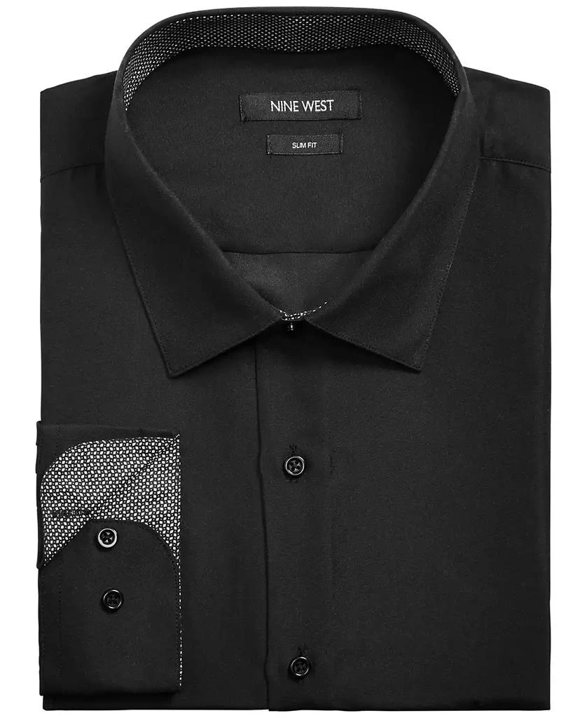 Nine West Men's Slim-Fit Performance Stretch Solid Dress Shirt 1